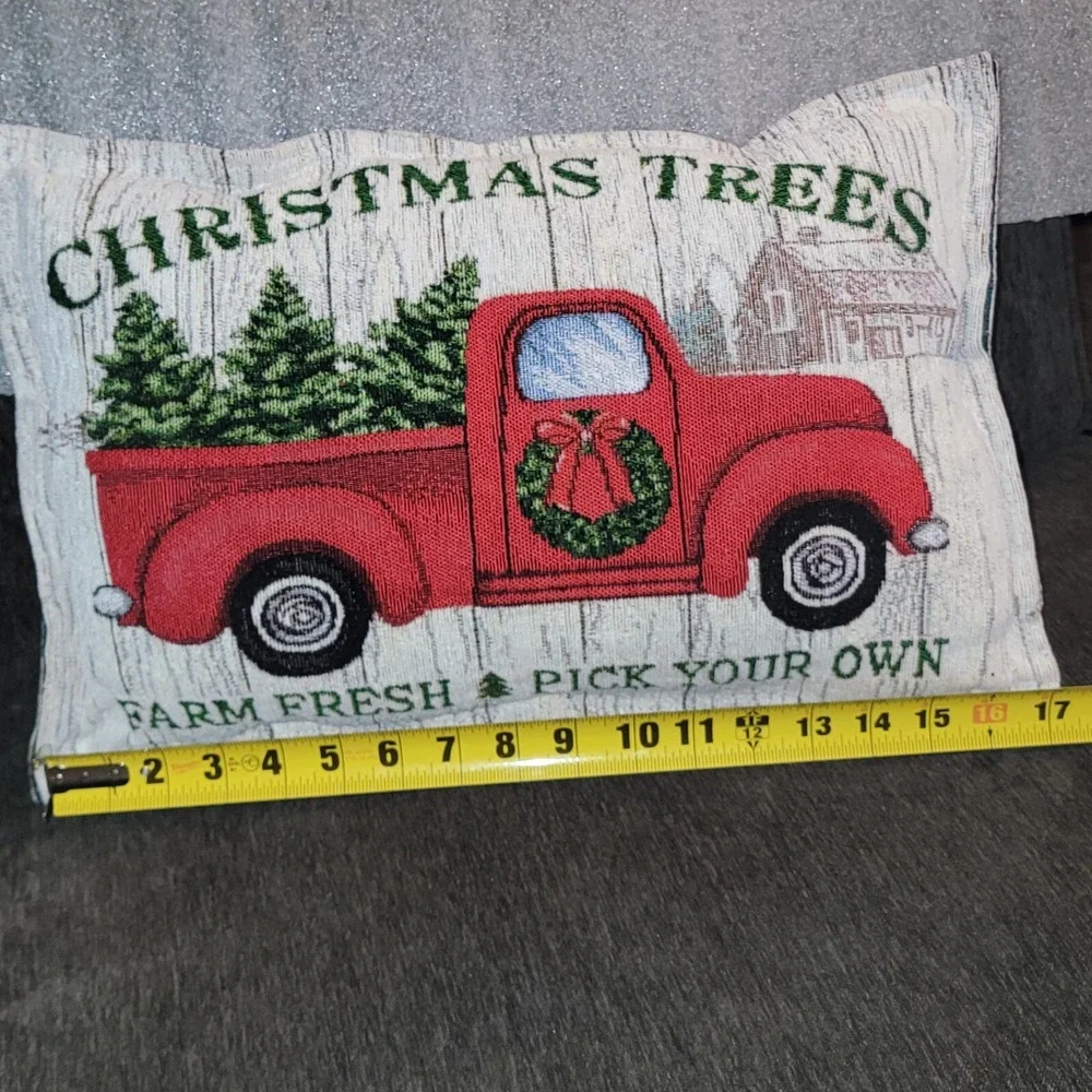 Red Truck Christmas‎ Trees Farm Fresh Pick Your Own Throw Pillow